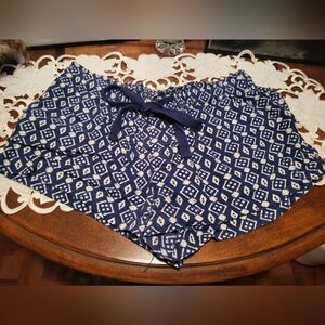 Blue and White Patterned Shorts